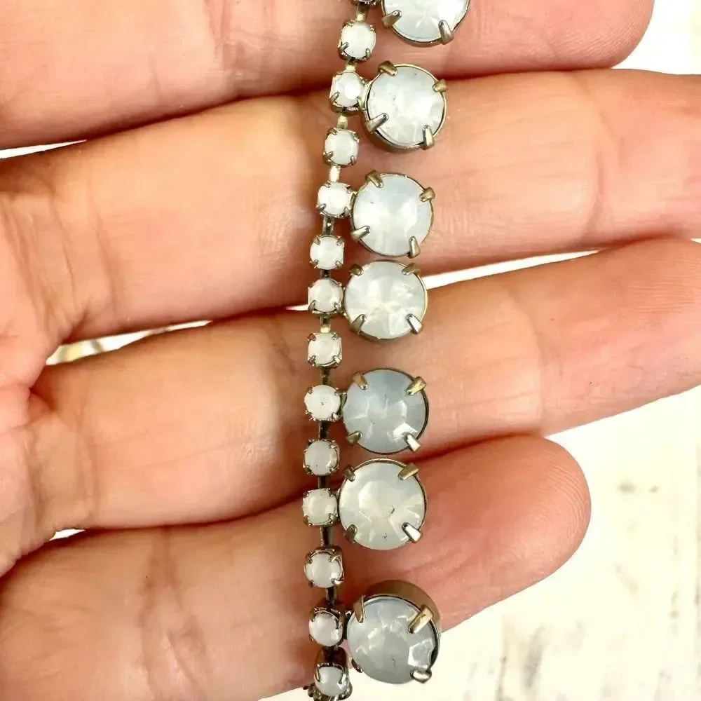 Multi chain blue beaded necklace